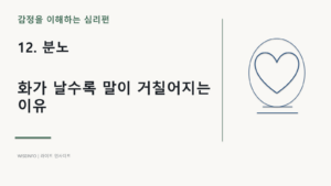 12. 감정을 이해하는 심리 - 분노 / 화가 날수록 말이 거칠어지는 이유 1 감정을 이해하는 심리 - 분노 / 화가 날수록 말이 거칠어지는 이유 썸네일